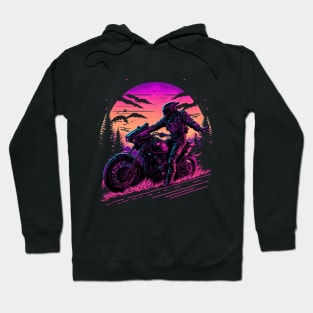 Ride the Vintage: Synthwave Motorcycle Gear Hoodie